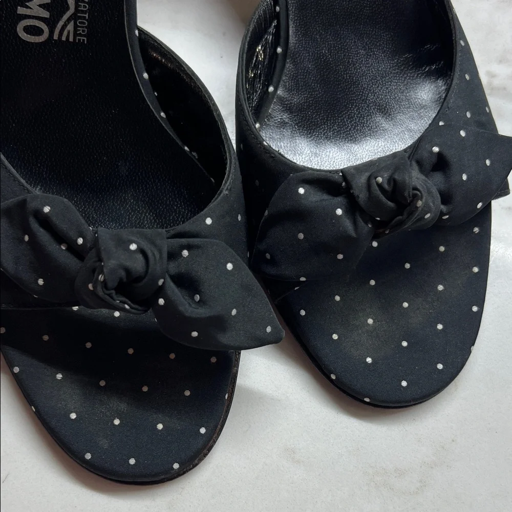 Salvatore Ferragamo Black Polka Dot Mules - Picture 11 of 13